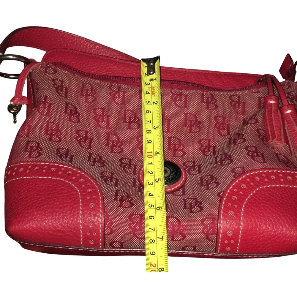 Dooney & Bourke Red Monogram Canvas Leather  Shoulder Bag Purse SEE Last Pic